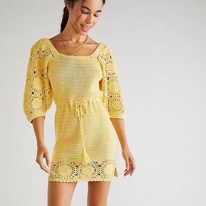 NWT free people yellow crochet dress